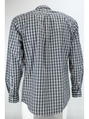 Camisa Clásica de Hombre Cuadros Negros en Popelín Blanco - Botones - Grino