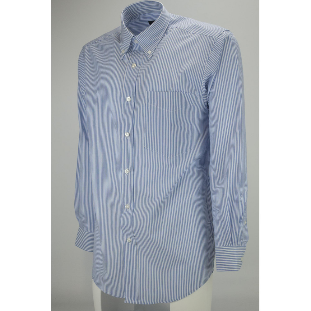 Light Blue Classic Man Shirt Vichy Poplin - Button Down - Grino