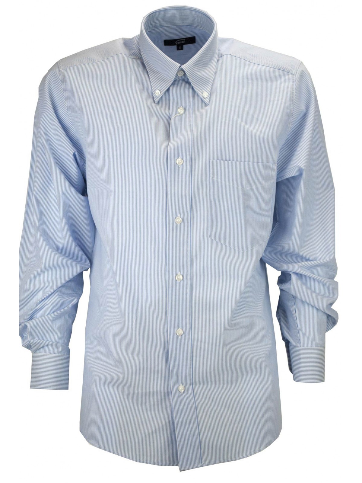 Classic Light Blue Striped Poplin Men's Shirt - Button Down - Grino
