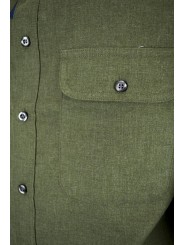 Chemise Homme Classique Flanelle Légère Vert Militaire - Grino