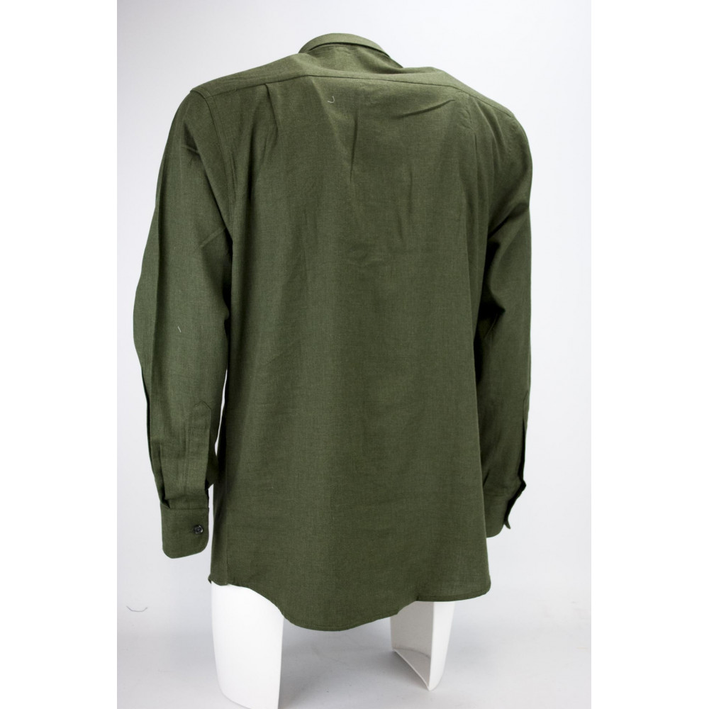 Classic Military Green Plain Light Flannel Herrenhemd - Grino