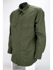 Camicia Uomo Classica Verde Militare Tintaunita Flanella Leggera - Grino