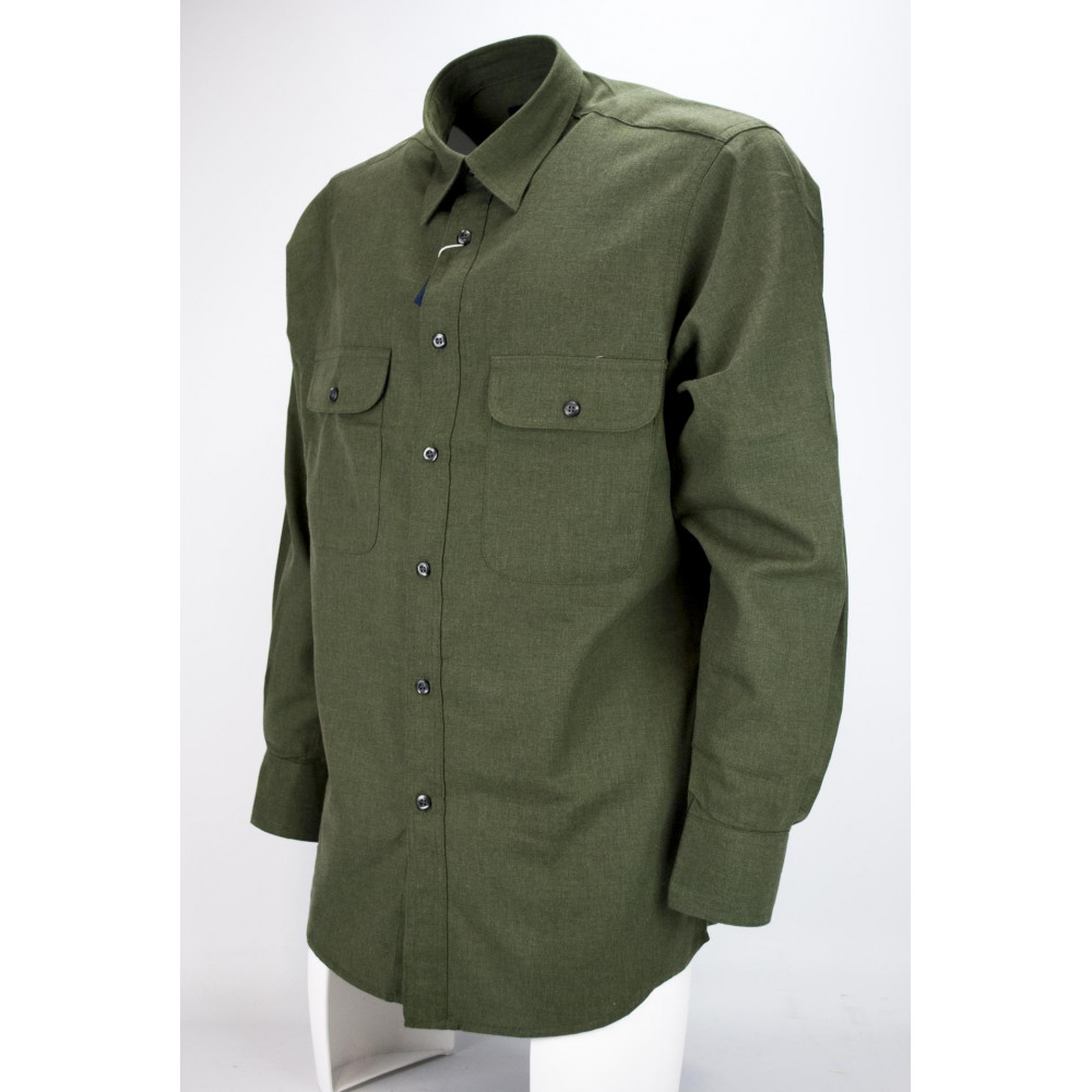 Camisa Hombre Clásica Verde Militar Liso Franela Ligera - Grino