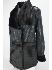 Jacke Winterjacke Damen 42 S Schwarz Poliert Eco Haut - VLab