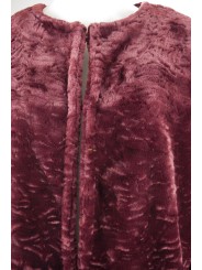 Woman Coat Faux Fur Type Astrakhan 46 L Bordeaux - VLab