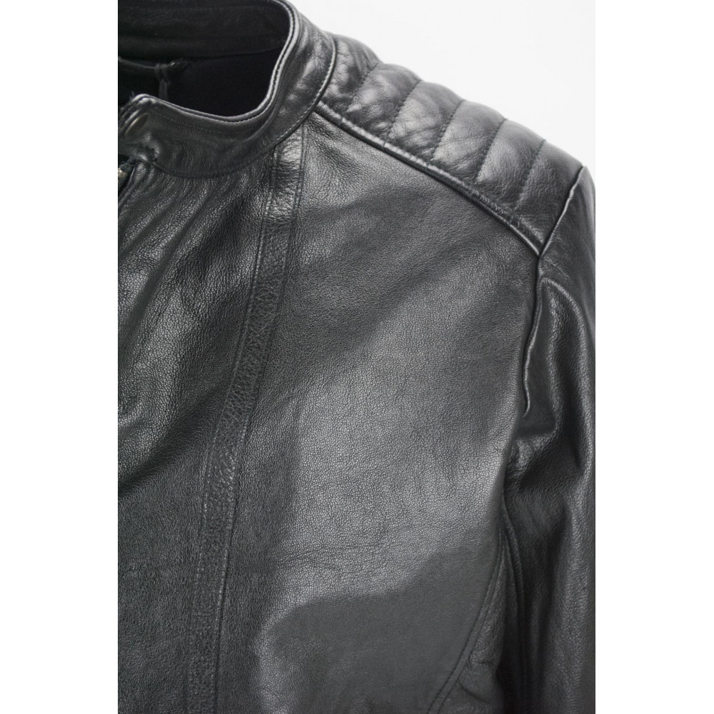 Genuine Leather Jacket Man 50 L Black Biker type Chiodo- Impervela