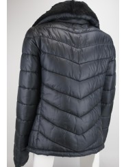 Gewatteerde jas Vrouwen is 44 M Zwart-met bontkraag - Zwart Modder