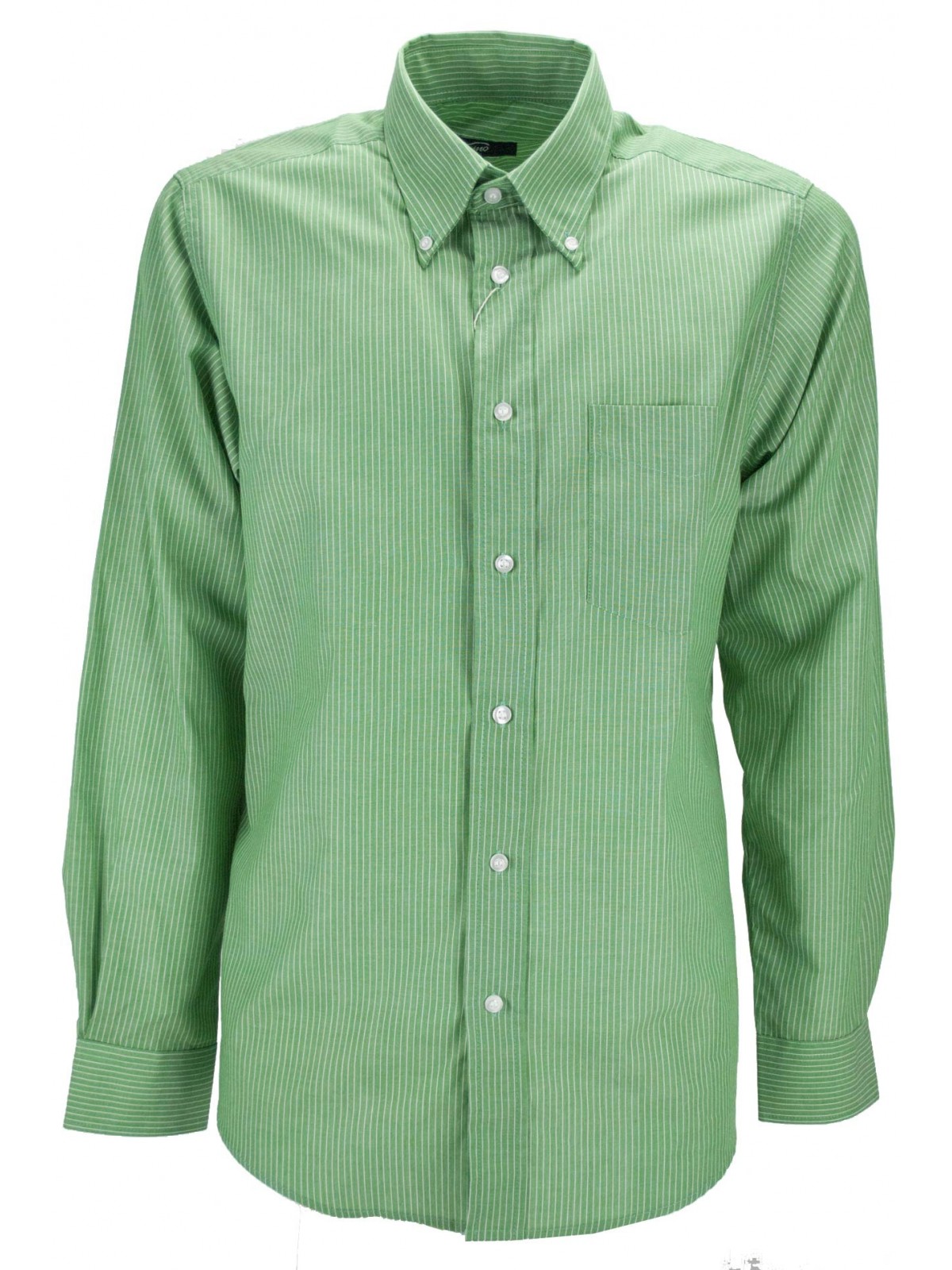 ButtonDown Herrenhemd grün weiß gestreift - M 40-41 - klassische Passform