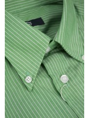 Camicia Uomo Verde Riga Bianca ButtonDown  - M 40-41 - vestibilità classica