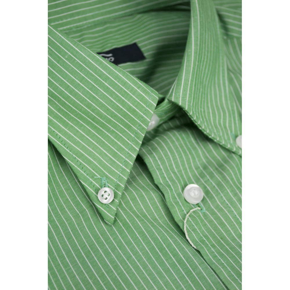 Chemise homme ButtonDown à rayures blanches et vertes - M 40-41 - coupe classique