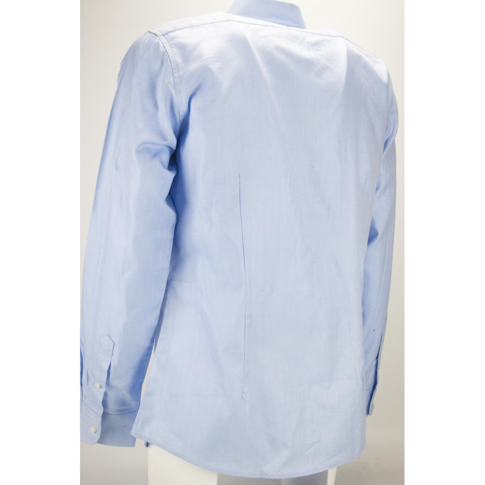 Heren lichtblauw visgraat overhemd met Franse kraag 41 - slimfit pasvorm