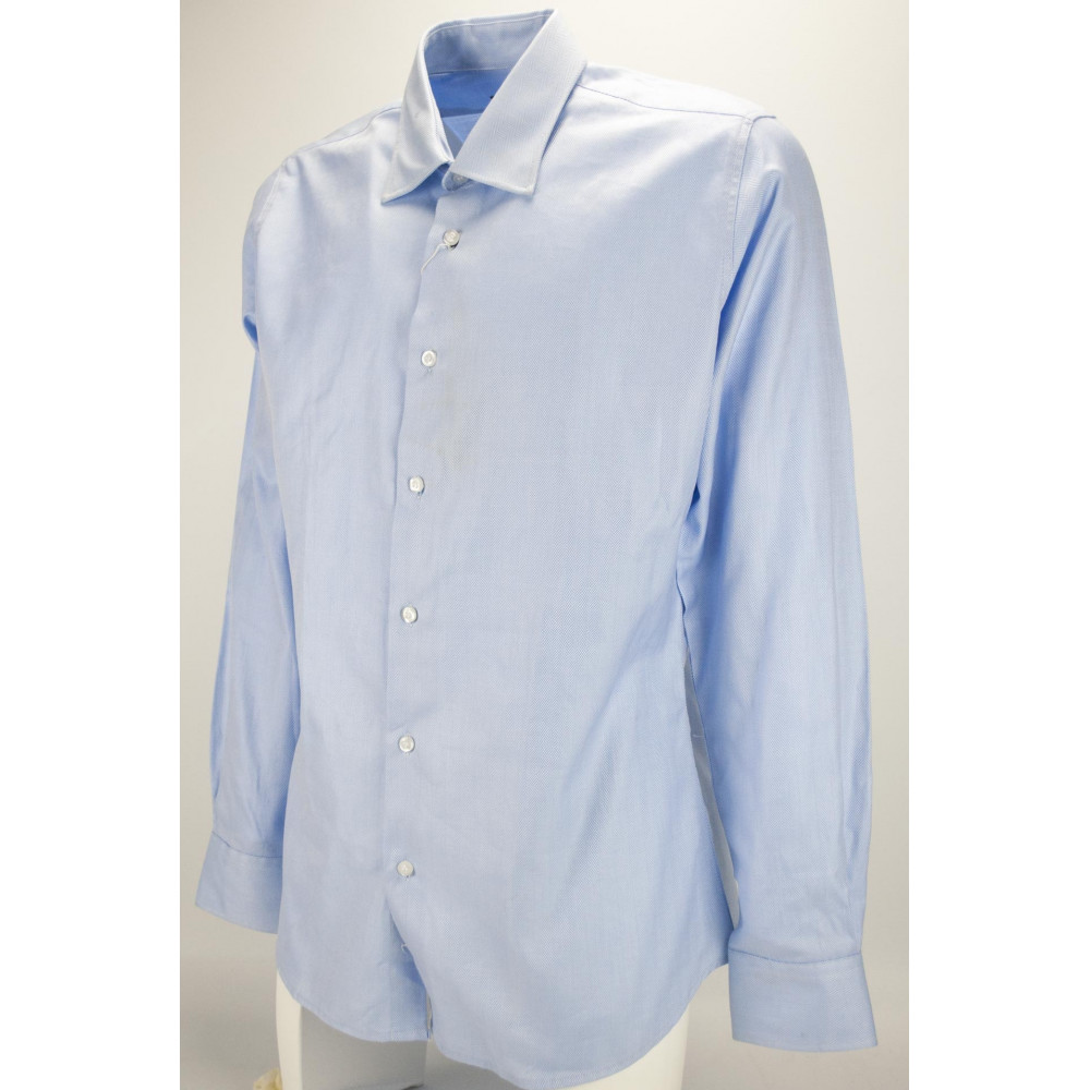 Мужчынская светла-блакітная кашуля з французскім каўняром 41 - прыталены крой