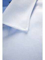 Men's Light Blue Herringbone French Collar Shirt 41 - slimfit fit