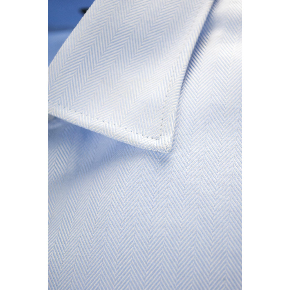 Camisa de cuello francés de espiga azul claro para hombre 41 - ajuste delgado