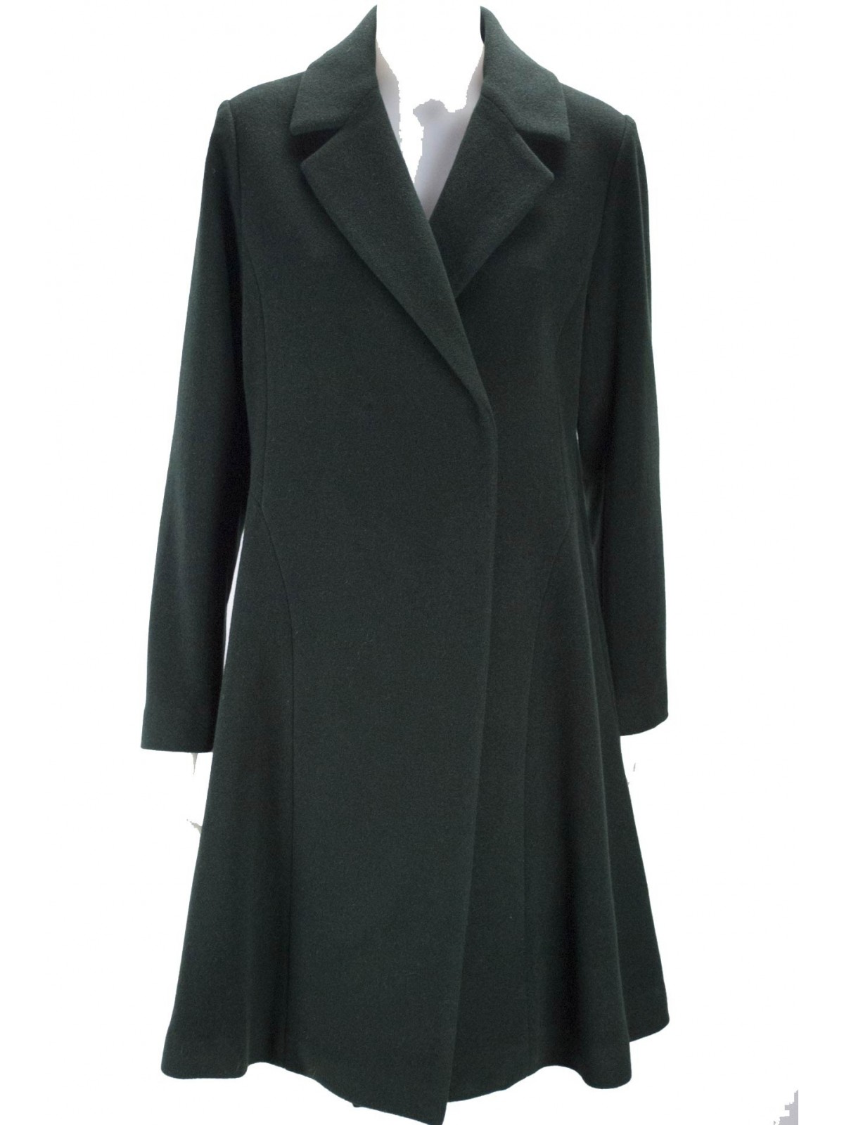 Lange Mantel Damen 46 L Tuch-Wolle-Grün - Montereggi