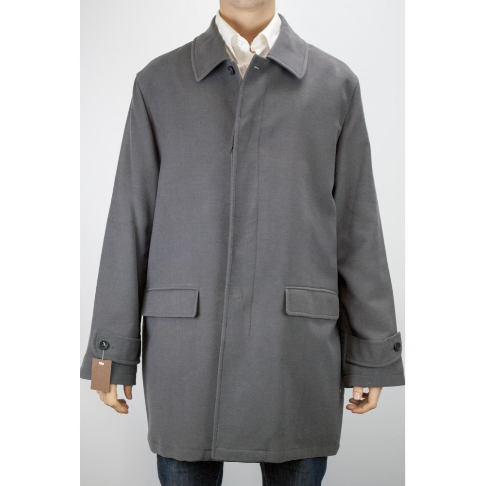 Lange Herrenjacke 50 L Dunkelgrauer Mantel aus gehämmertem Samt - Herrenanzüge, Blazer und Jacken