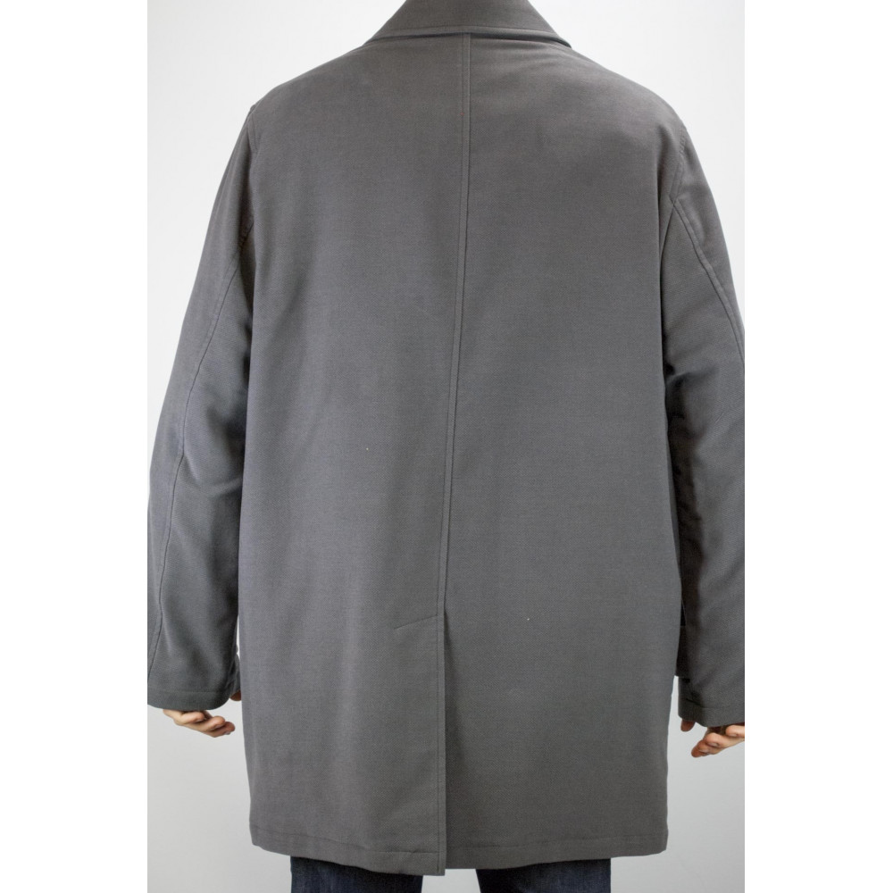 Men's Long Jacket 50 L Dark Gray Hammered Velvet Overcoat - Men's Suits, Blazers and Jackets