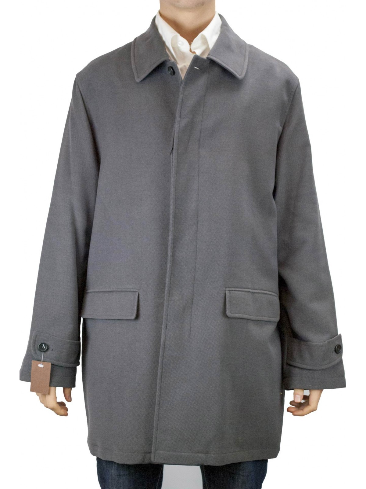 メンズロングジャケット50Lダークグレーハンマーベルベットオーバーコート-メンズスーツ、ブレザー、ジャケット