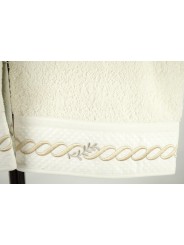 GIFT IDEA Towels Face + Guest Embroidery Chain Wave Ivory Beige 7820