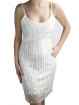 Dress Women's Mini Dress Elegant M - White Rows of Beads and Sequins