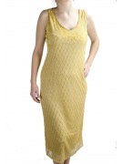 Gown Women's Elegant sheath Dress-XL-Yellow-Gold - Beads-Diamond and Embroidery