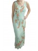 Gown Women's Elegant sheath Dress XXL Aquamarine - Sequined Orange and Floral Embroidery