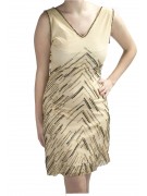 Dress Women's Mini Dress Elegant M - Beige Beaded ZigZag Brown