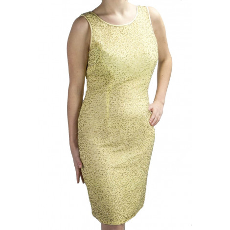 Dress Women's Mini Dress Elegant Yellow - Gold Beads