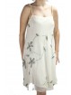 Elegant Trapeze Woman Mini Dress M Ivory - Floral Embroidery and Sequins