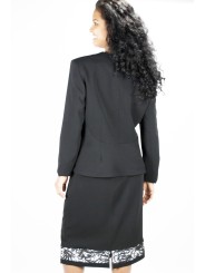 Pierre Cardin Costume Femme XL 48 Noir Bleu Blanc Pinstripe - Veste complète avec pantalon