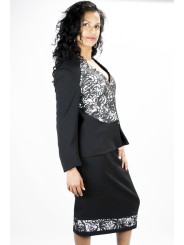 Pierre Cardin Women's Suit XL 48 Black Blue White Pinstripe - Complete Jacket with Pants