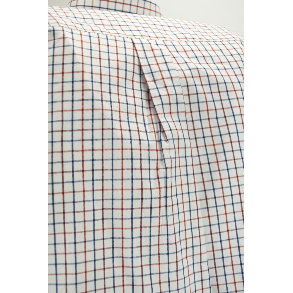 Camicia Uomo ButtonDown Quadri Blu Rosso sfondo Bianco - colletto contrasto