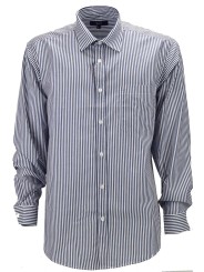 Camicia Classica Uomo Righe Blu Scuro sfondo Bianco - colletto Francese