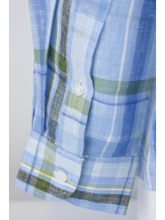 Chemise à carreaux bleu clair classique pour hommes - Type de lin - Button Down