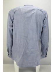 Camisa Hombre Clasica Jeans Azul Claro Estampado Rombos - Cuello Italiano