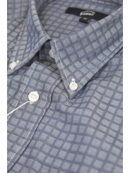 Classic Man Shirt Light Blue Small Textured Checks - Button Down
