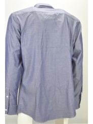 Класічная блакітная мужчынская кашуля з фактурнымі дыяментамі - на гузіках