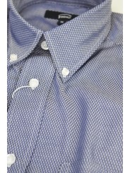 Класічная блакітная мужчынская кашуля з фактурнымі дыяментамі - на гузіках