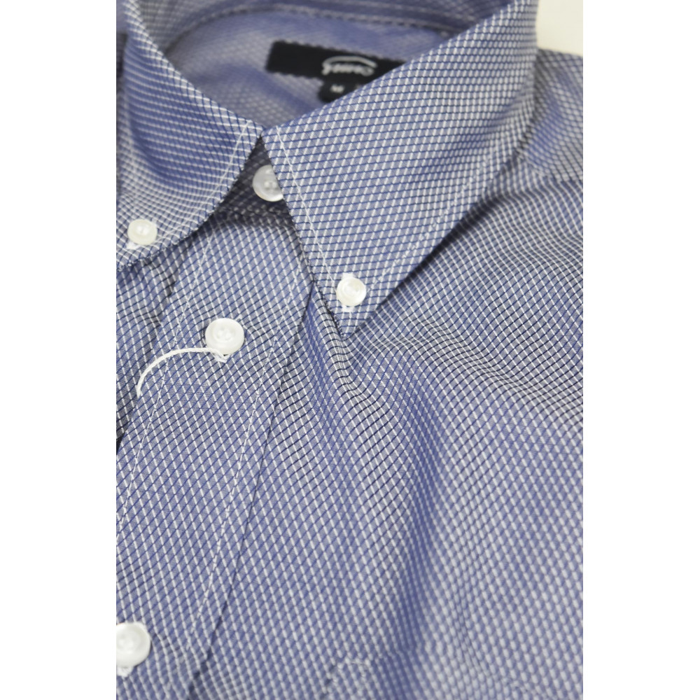 Classic Bluette Man Shirt Textured Diamonds - Button Down