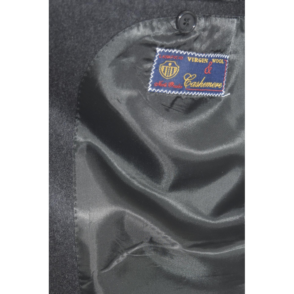 Chaqueta clásica para hombre 54 Drop 4 Tela de lana de cachemir gris oscuro con 3 botones