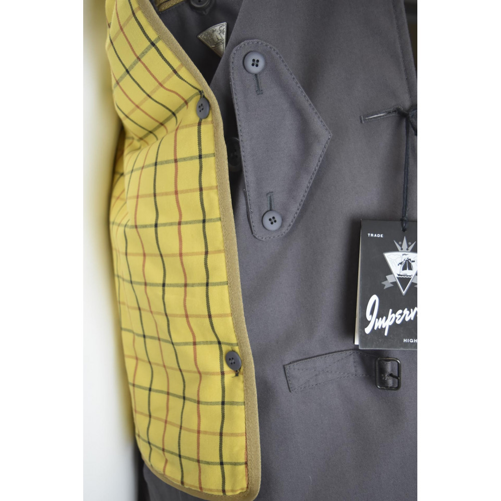 Men's Raincoat 48 M Gray Bogart Model Lined Detachable Vest Impervela