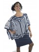 Pierre Cardin Dress Woman L 46 Wide White Blue Striped Sheath Dress - Kimono Sleeves