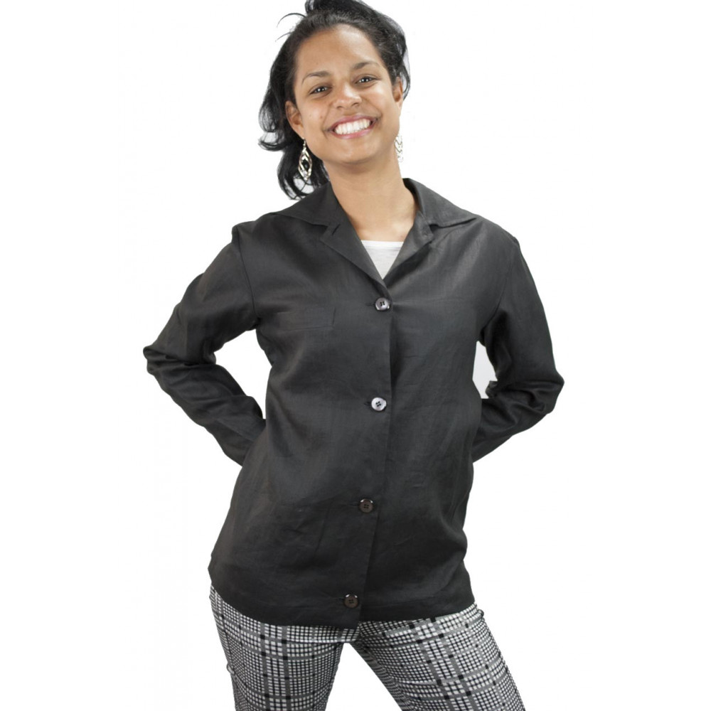 Short jacket Women's Pure Linen size 42 - Black - No Brand Sample