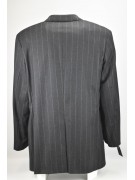 Men's Long Jacket 50 Pinstripe Gray Classic 4Buttons Pure Wool