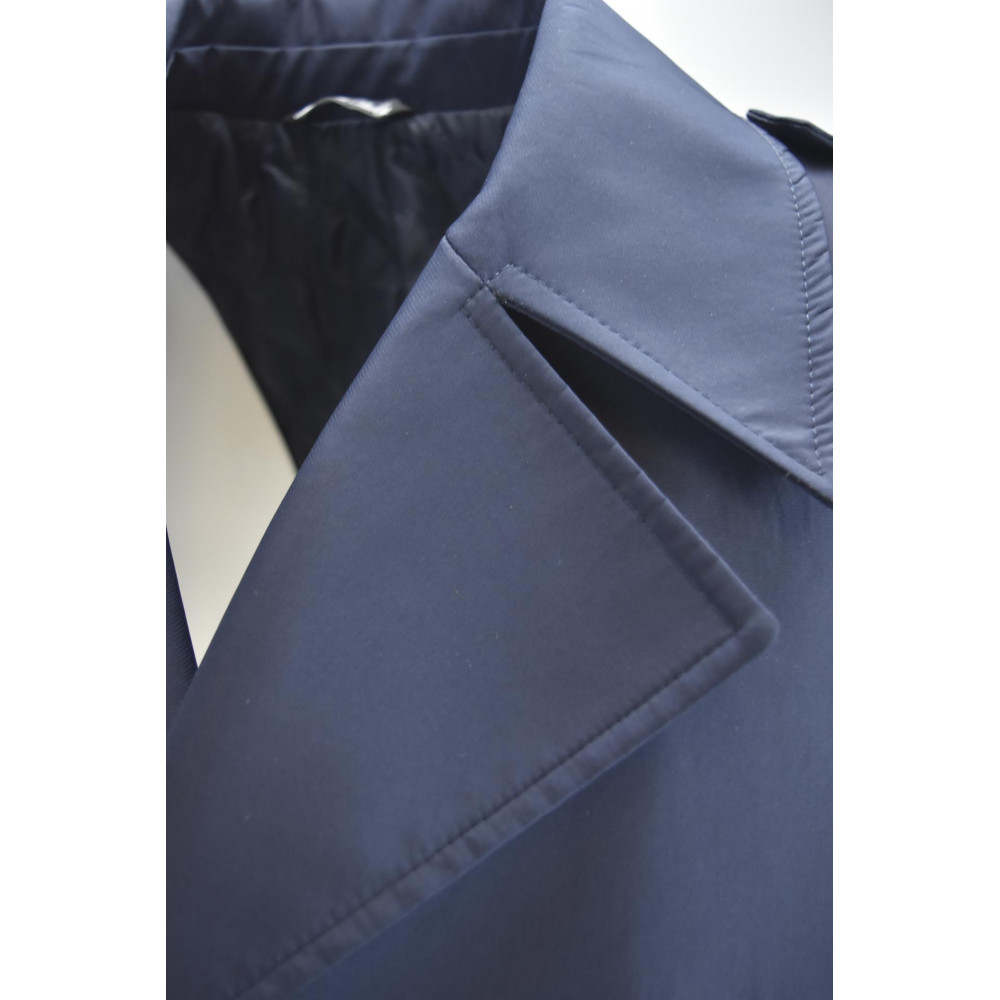 Herren Regenmantel Zweireiher Blau 52 XL Slim Quilted Padded Coat