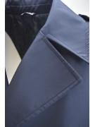 Blauwe herenregenjas met dubbele rij knopen, 52 XL slim gewatteerde gewatteerde