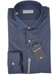 Camisa Hombre SlimFit Azul Claro Estampado Pequeño Cuello Francés - Philo Vance - Gange Slim