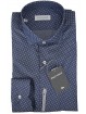 Мужчынская кашуля SlimFit, светла-блакітны французскі каўнер з дробным малюнкам - Philo Vance - Gange Slim
