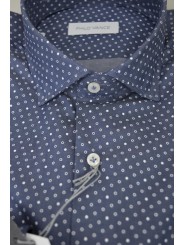 SlimFit Men's Shirt Light Blue Small Patterned small French collar - Philo Vance - Gange Slim