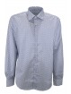 Stretch Man Shirt Blue Trefoil on White Spread Collar - Philo Vance - Astrid